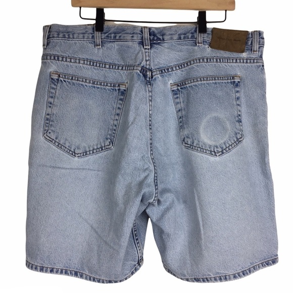 CALVIN KLEIN Vintage 90s Jean Shorts Denim Jorts Easy Fit Distressed Stone 40 - Picture 4 of 16